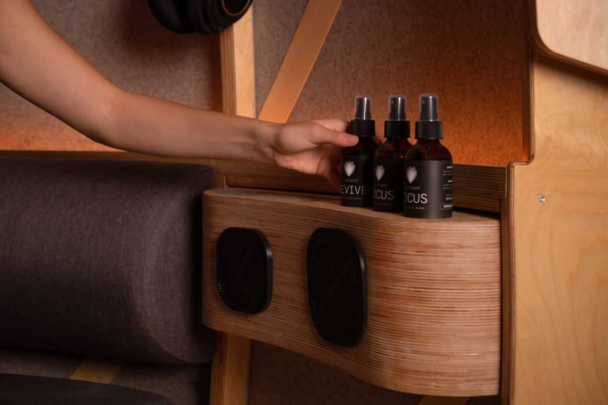 Aromatherapy sprays in the Iris pod
