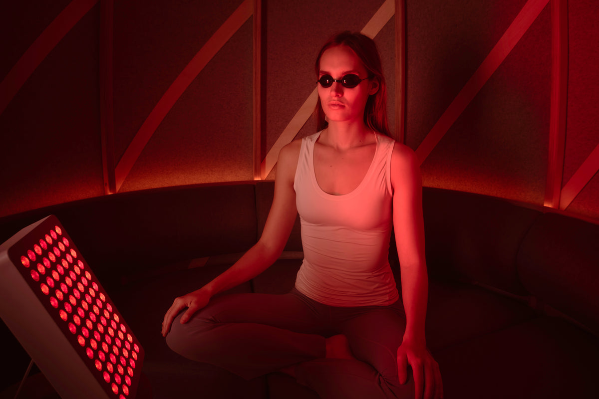 Red light therapy inside the Iris pod